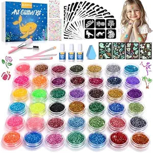 Temporary Glitter Tattoo Kids, Bledras 42 Glitter Colors Glitter Tattoo Kit