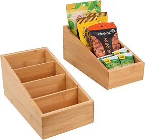 HTB 4-Section Snack Organizer with Removable Dividers for Kitchen 2 Pack
