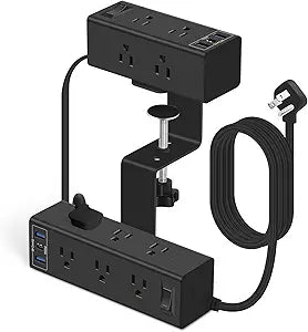 Dual Layer Desk Clamp Power Strip, 15 Outlets & 6 USB Ports