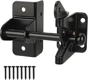 HILLMASTER Self Locking Gate Latch for Wooden Fence,Heavy Duty Gravity Fence Latch Privacy Door Latch for Wood Gate,Metal Gates,Vinyl Fence,Gate Hardware Gate Door Lock for Outdoor Pool,Black Finish