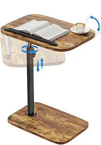 HUANUO TV Tray with Height Adjustment, 360 Swivel, 90 Tilt, Rustic Brown