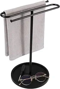 Bathroom Hand Towel Holder Stand S-Shape Countertop Stainless Steel Hand Towel Holder Hold 2 Towels for Kitchen Bathroom, Black