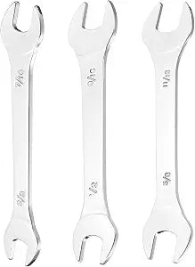 HARFINGTON 3pcs Thin Open End Wrenches SAE, 3/8x7/16, 1/2x9/16, 5/8x11/16 Inches, Slim Wrench Tool for Tight Spaces Repair