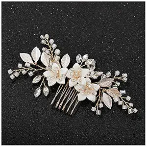 SWEETV Wedding Hair Comb Clip Bridal Crystal Wedding Hair Accessories for Brides and Bridesmaid, Gold