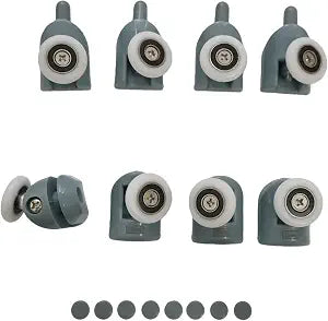 Shower Door Rollers 8 Pcs Single Shower Door Doller 23mm with Screw Cover Caps for Home Bathroom DIY Replacement Parts