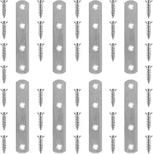 8 Pack Flat Straight Brace Brackets 4 Inch Stainless Steel Mending Plates Repair Fixing Brackets Heavy Duty Straight Repair Joining Plates with Screws