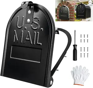 6 1/4" W x 8 1/4" H,Mailbox Door Replacement Panel, Black Galvanized Steel Snap-in Front Door with Flat-Head Screws, Easy No-Drill Kit for Standard Residential Curbside & Brick Mailboxes