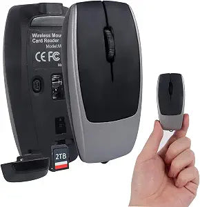 elec Space Mini Bluetooth Wireless Mouse with TF Card Reader, Rechargeable, Silent Click, Portable for Laptop, PC, Travel, Office & Home Use (Grey)