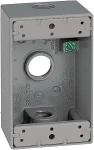 Sigma Engineered Solutions 14250 Weatherproof 1/2" 3 Hole 1-Gang Box, Gray