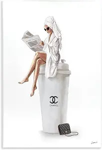 Chic Coffee and Purse Glam, 10 x 15 Inch Mounted Print on Wall Plaque