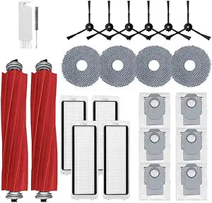 24Pcs Q Revo Accessories Kit Replacement Compatible with Roborock Q Revo/QX Revo Robot Vacuum, 2 Main Brush, 4 Mop Cloth Pads, 6 Side Brushes, 4 HEPA Filters,6 Dust Bag, 1 Cleaning Tool