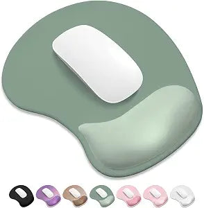 ITNRSIIET Ergonomic Mouse Pad, Cushioned Gel Wrist Rest, Non-Slip Base, Smooth Surface, Compatible with All Mice for Office & Gaming, Desk Accessory, 9.5 x 8.2 inch, Sage Mint