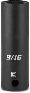 Capri Tools CP53254 9/16-Inch Deep Impact Socket, 3/8-Inch Drive, 6-Point, SAE