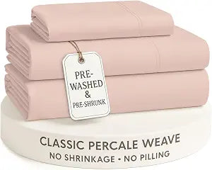 LANE LINEN Sheets Twin XL Size Bed Set ��� Long-Staple 100% Cotton Soft Sheets, Pre-Shrunk Sheet in Crisp Percale Weave, Ideal for Dorm Room, Everyday Comfort, Easy Care, 15��� Deep Pocket ��� Sepia Rose