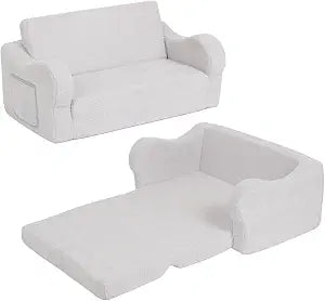 Extra Wide Kids Couch, Foldable Kids Sofa Chair, Grey