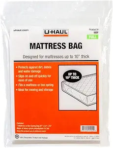 U-Haul Standard Full Mattress Bag Moving & Storage Cover for Mattress or Box Spring 87 x 54 x 10