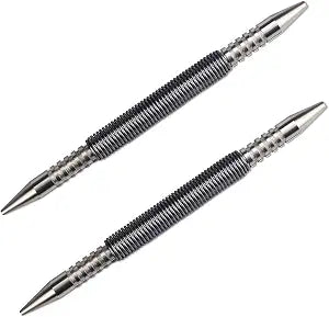 2 Pieces Dual Head Nail Setter Spring Loaded Nail Set Spring Nail Punch Hammerless Tool Kit 3/32& 1/8 Tools 3500 PSI Striking Force Counter Punch