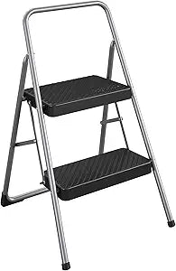 CoscoProducts COSCO 11137PBL1E 2 Household Folding Step Stool, ANSI Type 3, 200 lb Weight Capacity, Platinum