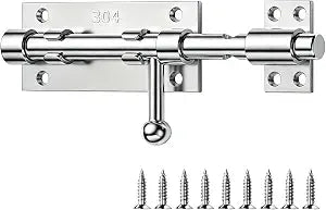 Pynsseu 6.3" Barrel Bolt Door Latch SUS304 Slide Security Shed Gate Lock