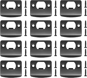 EATAKWARD 12 PCS Door Strike Plate, Matte Black Deadbolt Strike Plate (Rounded Corners with Screws)