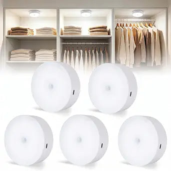2000mAh Puck Lights 5Pack, 3.5" Wireless Closet Lights, Cool White