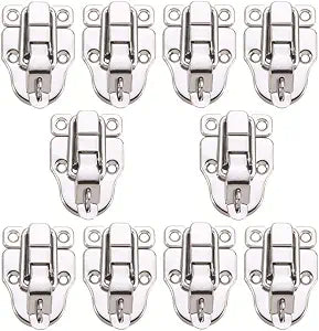 10Pack Metal Duckbilled Box Hasp Lock Toggle Latch Catch for Wooden Case Boxes Toolbox Silver