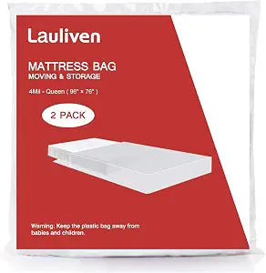 2-Pack Mattress Bag for Moving - Queen/Full Size Mattress Storage Bag - 4 Mil Extra Thick Heavy Duty Mattress Protection Cover - 76 x 96 Inch