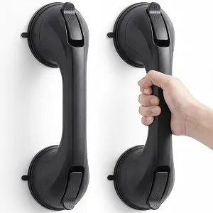 2 Pack Shower Grab Bar for Shower and Bathtubs, No Drilling, Black