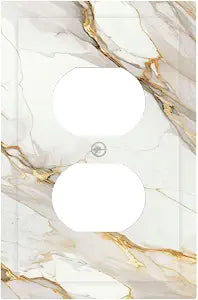 Outlet Covers White Beige Marble Pattern 1 Gang Duplex Light Switch Cover Plate Decorative Switch Plate Covers Electrical Socket Cover for Bedroom Home Decor