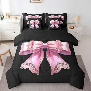 Erosebridal Lace 7 Piece Bedding Set Full Pink Bow