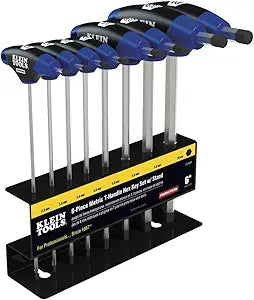 KLEIN TOOLS JTH68M T-Handle Hex Key Set, Metric Sizes Allen Wrench Set with 6-Inch Blades, Stand Included, 8-Piece