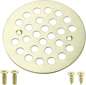 4-1/4 Shower Strainer Drain Trim Set, Screw-in Shower Strainer Drain Cover, Shower Floor Replacement Cover Bathroom Drain Strainers (Brushed Gold)