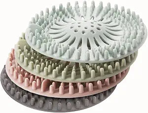 Shower Drain Hair Catcher 4 Pack Silicone Bathtub Drain Cover, Hair Catcher for Shower Drain, Anti-Clog Drain Protector for Bathroom Tub, Kitchen Sink & Laundry, Flexible Reusable Drain Strainer