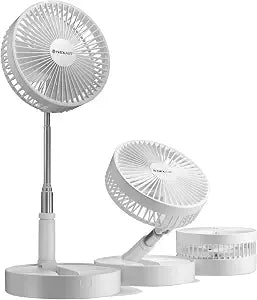 NEXAIR Premium 8" Foldable 4 Speed Portable Fan with Adjustable Height 14 39.5 in, Rechargeable Folding Fan For Home And Office, Quiet Floor Fan For Bedroom, Battery Operated Fan For Travel