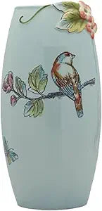 Fitz & Floyd Fitz and Floyd English Garden Ceramic Flower Vase, 10.25 Inch, Blue