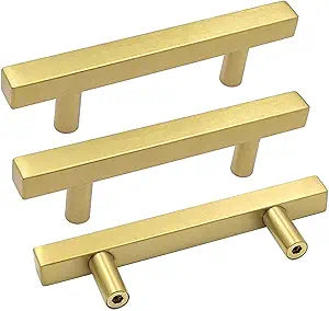 Goldenwarm 10 Pack 3 Inch Gold Cabinet Handles Brushed Brass Kitchen Pulls