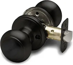 Copper Creek Colonial Passage Interior Door Knob ANSI Grade-3 Certified, Modern Heavy Duty Handle, Easy Install and Reversible for Bedroom, Bathroom and Closets Matte Black (1 Pack)