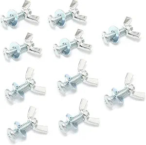 10Sets Screw Bolts with Wing Nut Zinc Plated Carbon Steel Mounting Hardware Fitting Fastenings:1/4"-20 Hand Tighten Wing Nuts,1/4"-20x1" Phillips Head Screw Bolt with Washers