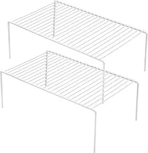 Redrubbit Large (15.7 x 9. 4 Inch) Cabinet Storage Shelf Rack, Rustproof Kitchen Counter and Cabinet Shelf, Storage Rack Organizer for Kitchen, Fridge, Cabinet, Bathroom, Set of 2