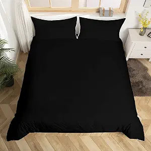 Castle Fairy Black Comforter Cover,Simple Black Style Duvet Cover for Girls Boys Bedroom Gifts,Casual Modern Style Bedding Set Decorative with 2 Pillowcases (No Comforter), Full