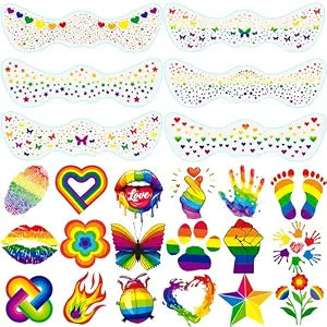 24 Sheets Pride Freckles Face Temporary Tattoos, Two Sizes LGBTQ Rainbow Freckles Face Tattoos, Pride Month Equality Parades and Celebrations Party Favors Accessories