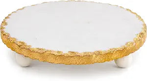Mud Pie Marble Trivet, 1 1/4" x 8 1/2" dia, Gold