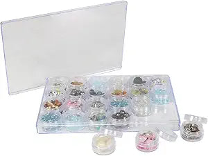 Everything Mary 24-Jar Bead Organizer Large Clear Plastic Case for Diamond Painting, Jewelry & Craft Beads Storage Box with Screw-Top Jars for Diamond Art & Small Supplies