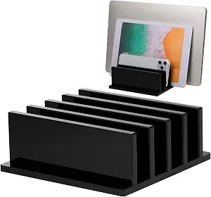 Frienda 1 Piece 4-Compartment Acrylic Vertical Laptop Stand, Black