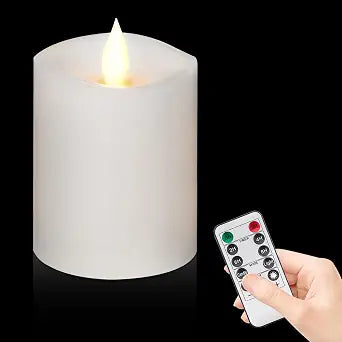 Flameless Candles with Flickering Flame & Remote Timer - 34'' Battery Operated LED Pillar Candles,Realistic Fake Candles for seasonl/Christmas/Wedding Decor (White, 1-Pack)