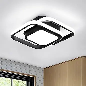 CANEOE Small Ceiling Light 36W Square Modern LED Ceiling Lamp Cool White 6000K Hallway Lighting Fixtures for Bedroom Kitchen Study Hallway Small Asile Lamp Corridor Lights (Black)