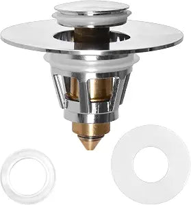 Universal WashBasin Pop Up Drain Stopper Premium Basin Pop Up Sink Drains Strainer for 1.06~1.96 inch Standard Drains Holes with Anti-Clogging Bathroom Sink Drain Filter