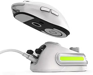 G-Power Charging Dock for Logitech G502 G502X Plus GPW G903 G703 Wireless Mouse with RGB Light and Computer Volume Control knobDoes not Include Mouse (White)