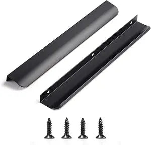 Satanga Edge Black Finger Pulls for cabinets Kitchen Invisible Hardware Concealed Drawer Pull Aluminum Hidden Back Mount Door Long Handles Pack of 5 Modern 11.81" Overall Length Easy Installation