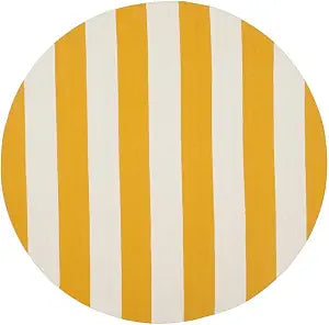 SAFAVIEH Montauk Collection Area Rug - 4' Round, Yellow & Ivory, Handmade Flatweave Cotton, Woven Texture, Farmhouse Stripe Pattern, Ideal for Living Room, Foyer, Bedroom, Dining Space (MTK712A)